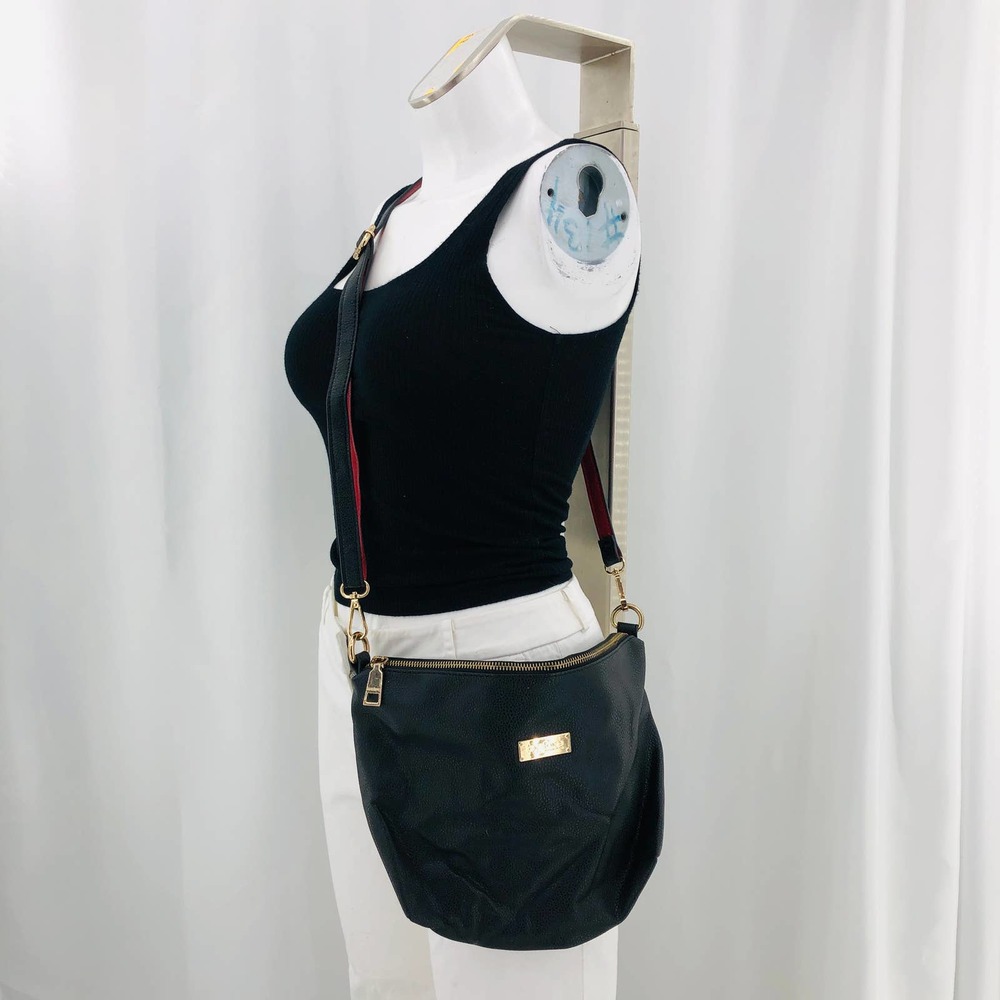Bebe Black Pebbled Leather Crossbody Bag